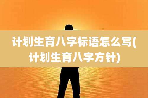 计划生育八字标语怎么写(计划生育八字方针)