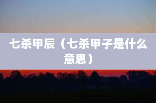 七杀甲辰（七杀甲子是什么意思）