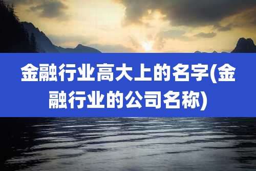 金融行业高大上的名字(金融行业的公司名称)