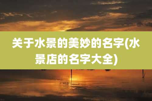 关于水景的美妙的名字(水景店的名字大全)