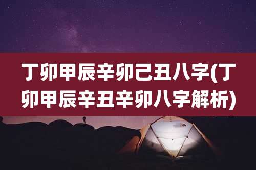 丁卯甲辰辛卯己丑八字(丁卯甲辰辛丑辛卯八字解析)