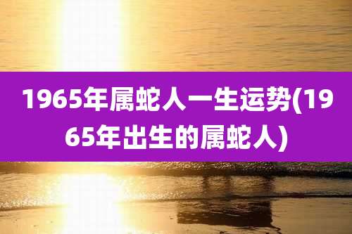 1965年属蛇人一生运势(1965年出生的属蛇人)
