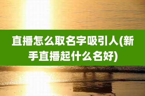 直播怎么取名字吸引人(新手直播起什么名好)