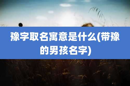 豫字取名寓意是什么(带豫的男孩名字)