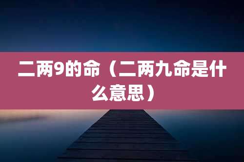 二两9的命(二两九命是什么意思)