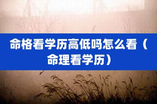 命格看学历高低吗怎么看（命理看学历）