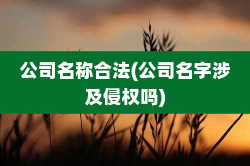公司名称合法(公司名字涉及侵权吗)
