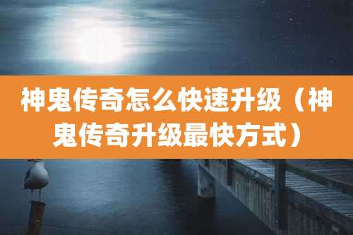 神鬼传奇怎么快速升级（神鬼传奇升级最快方式）