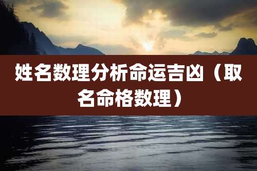 姓名数理分析命运吉凶（取名命格数理）