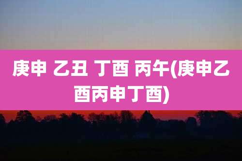 庚申 乙丑 丁酉 丙午(庚申乙酉丙申丁酉)