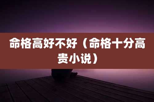 命格高好不好（命格十分高贵小说）