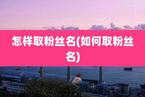 怎样取粉丝名(如何取粉丝名)