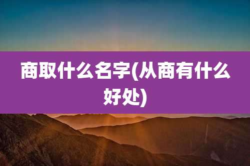 商取什么名字(从商有什么好处)