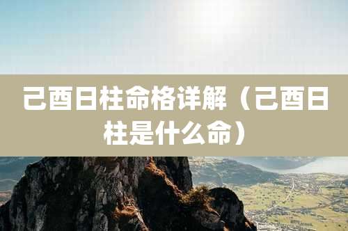 己酉日柱命格详解(己酉日柱是什么命)