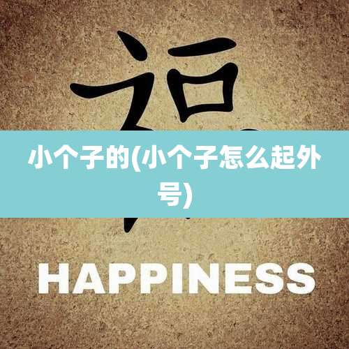 小个子的(小个子怎么起外号)