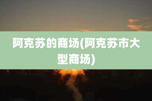阿克苏的商场(阿克苏市大型商场)