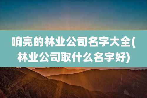 响亮的林业公司名字大全(林业公司取什么名字好)