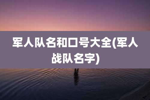 军人队名和口号大全(军人战队名字)
