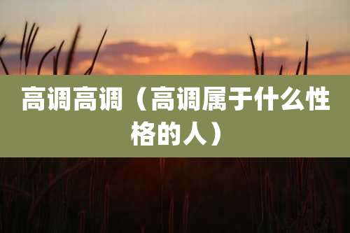 高调高调（高调属于什么性格的人）
