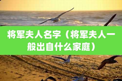 将军夫人名字（将军夫人一般出自什么家庭）