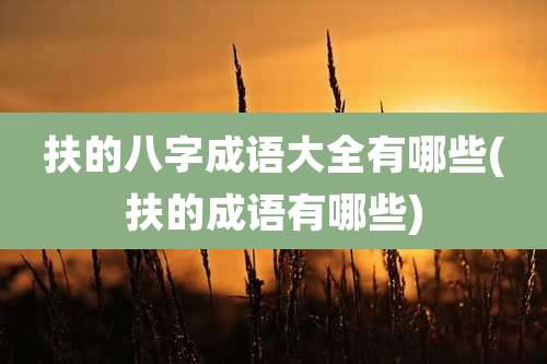 扶的八字成语大全有哪些(扶的成语有哪些)