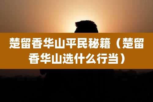 楚留香华山平民秘籍（楚留香华山选什么行当）