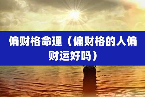 偏财格命理（偏财格的人偏财运好吗）