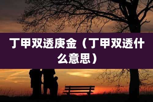 丁甲双透庚金（丁甲双透什么意思）