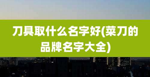 刀具取什么名字好(菜刀的品牌名字大全)