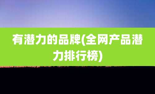 有潜力的品牌(全网产品潜力排行榜)