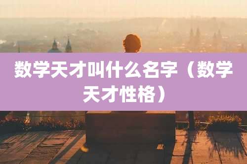 数学天才叫什么名字（数学天才性格）