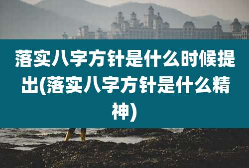 落实八字方针是什么时候提出(落实八字方针是什么精神)