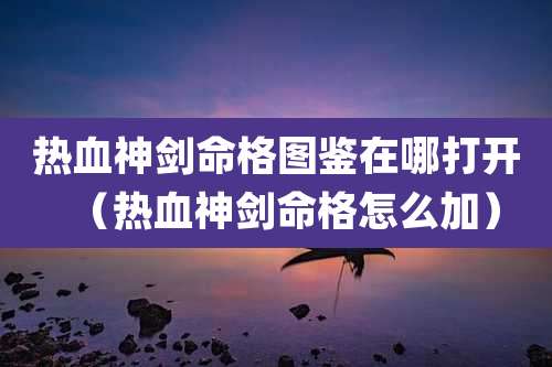 热血神剑命格图鉴在哪打开（热血神剑命格怎么加）