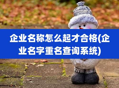 企业名称怎么起才合格(企业名字重名查询系统)
