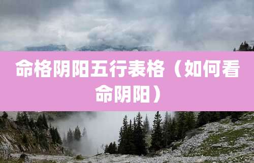 命格阴阳五行表格（如何看命阴阳）