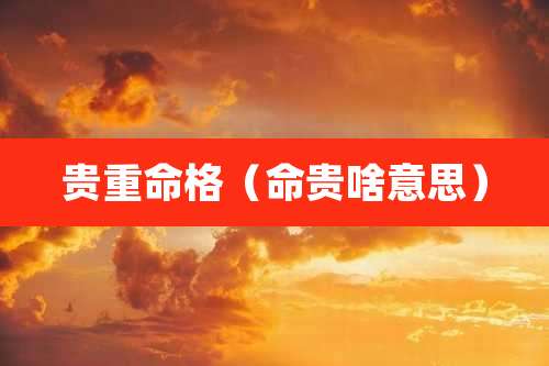 贵重命格（命贵啥意思）
