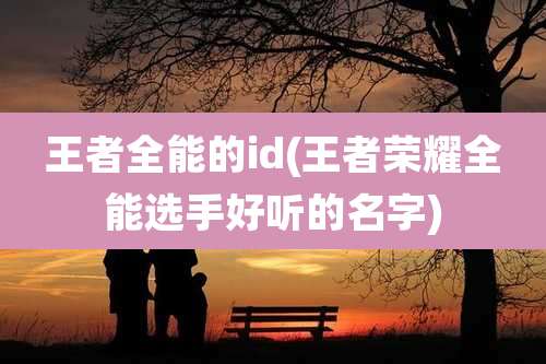 王者全能的id(王者荣耀全能选手好听的名字)