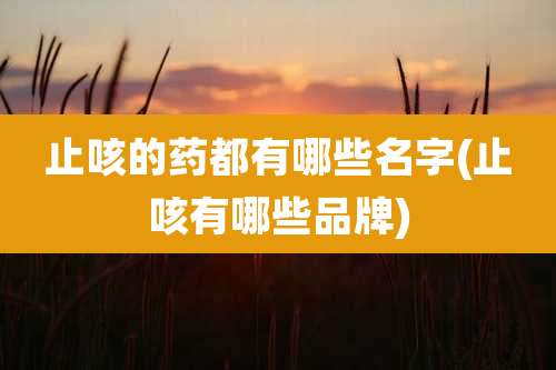 止咳的药都有哪些名字(止咳有哪些品牌)