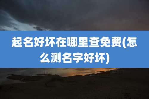 起名好坏在哪里查免费(怎么测名字好坏)