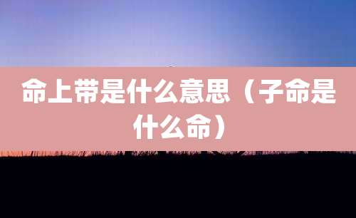 命上带是什么意思（子命是什么命）