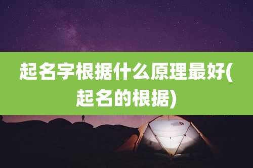 起名字根据什么原理最好(起名的根据)