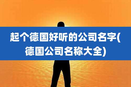 起个德国好听的公司名字(德国公司名称大全)