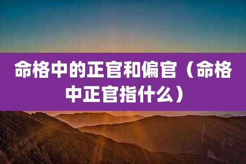 命格中的正官和偏官（命格中正官指什么）