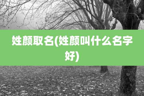 姓颜取名(姓颜叫什么名字好)