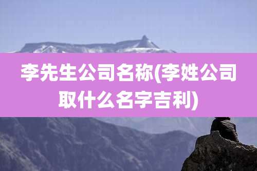 李先生公司名称(李姓公司取什么名字吉利)