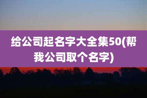 给公司起名字大全集50(帮我公司取个名字)