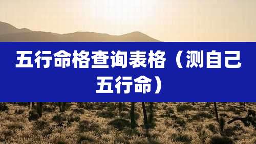 五行命格查询表格（测自己五行命）