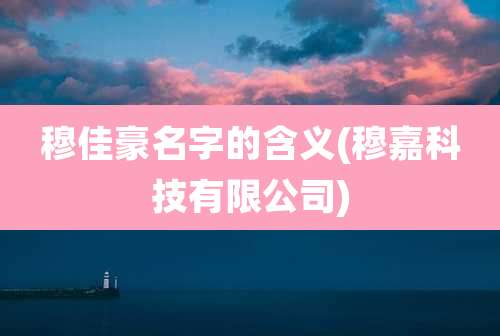 穆佳豪名字的含义(穆嘉科技有限公司)