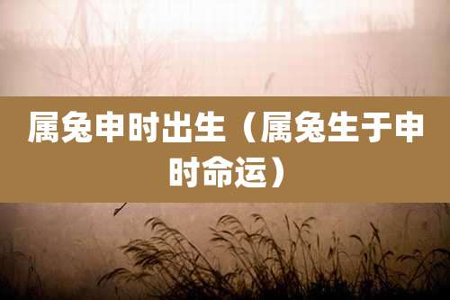 属兔申时出生（属兔生于申时命运）