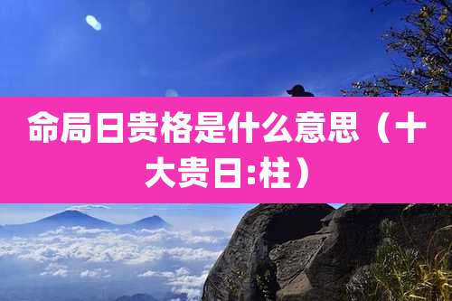 命局日贵格是什么意思（十大贵日:柱）